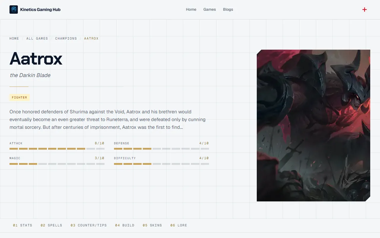 A League of Legends champion page